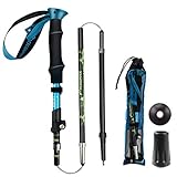 Bastones Trekking Plegable, Wisdom1674 Bastón de Senderismo Ajustables, Mango Ergonómico Palillo de Escalada Ultraligero con Bolsas, Bastones Marcha Nórdica para Senderismo Viaje, Fitness, Montañismo