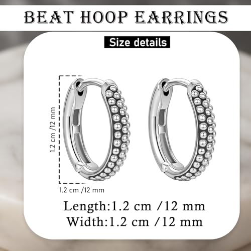 Image of VAMA FASHIONS Oxidised Silver Hoop Earrings in Tribal Bali Design Lightweight Ethnic Look Ear Accessories for Men