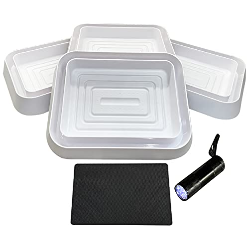 Bed Bug Interceptors, Extra Large Xl Bed Bug Trap, White, With Anti-Slip Pads And Uv Led Blacklight, 4 Pack #TOP18