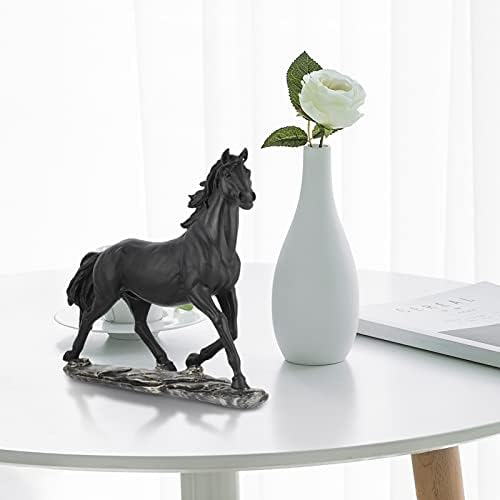 BESPORTBLE Standing Horse Resin Statue Animal Ornament Sculpture Rearing Horse Art Figurine Decorative Sculpture for Home Office Decor Black