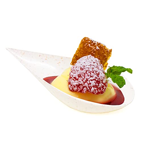 48 Pack Eco-Wheat Tiny Tear Spoon Wheat Plastic Mini Appetizer Plate Mini Eco-Wheat Dessert Spoons Professional-Grade Recyclable Sustainable Small Serving Platter CMJJ