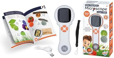 Microscope vidéo 500X BUKI France avec écran 5 cm et LED intégrée, pour enfants dès 4 ans