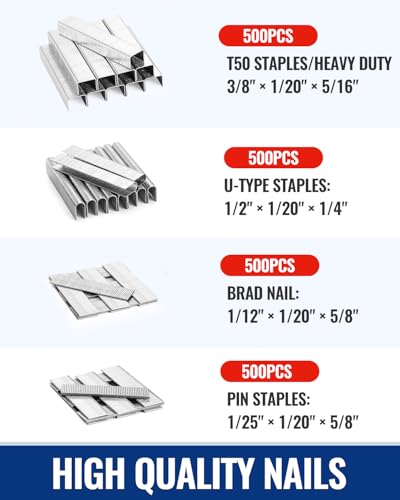 image for WORKPRO 4-in-1 Staple Gun, Good Merry Christmas Gift, Manual Brad Nail