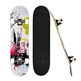 GHBXJX Komplettes Skateboard für Kinder, Jugendliche und Erwachsene, Anfänger, Double Kick Maple Deck Concave Cruiser Skateboard, Kugellager ABEC-7,Longboard, Belastung von 150 kg,Städte