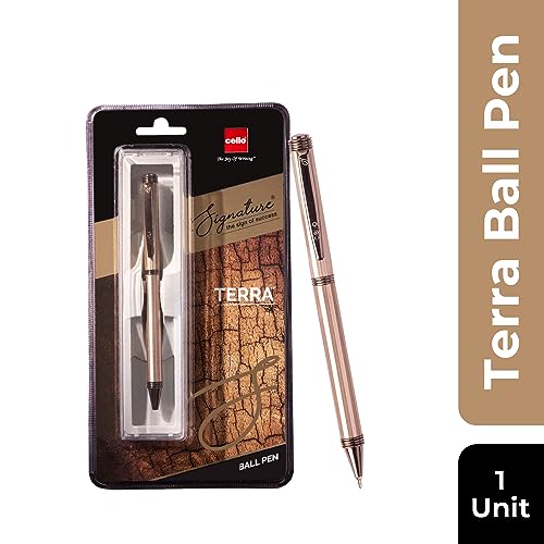 Cello Signature Terra Ball Pen|Blue Ink|1 Ball Pen|Trendy Executive Body Colour|Premium Metal Pens for Office Use| Stylish Gifts for Christmas and New Year|Gifts for Men and Women