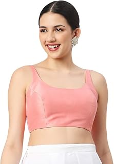 Neckbook Women's Art Silk Solid Sleeveless Readymade Saree Blouse (R-651) Price In India