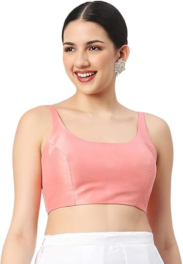 Neckbook Women's Art Silk Solid Sleeveless Readymade Saree Blouse (R-651)
