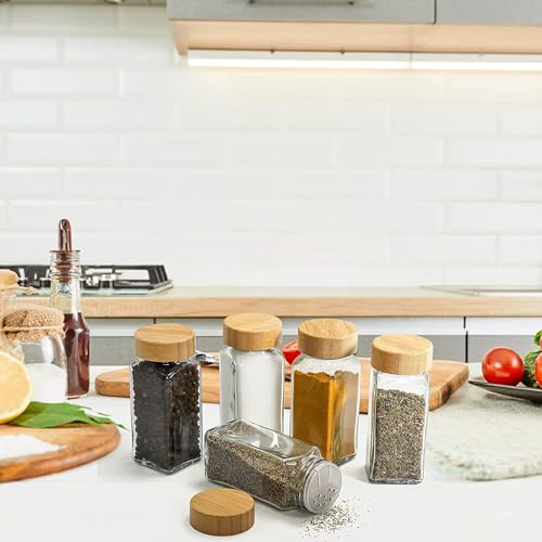 Image of ginoya brothers Spices Jar Lids Airtight Spice Jars Fits Square Reusable Wooden Lid Storage Canning for Nice Sealing Kitchen Organization. (10)