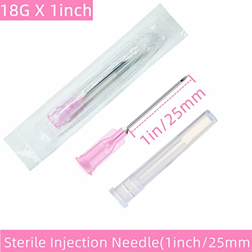 100 Pack 18Ga 1 Inch Sterile Disposable Injection Needle With Cap For Animal, Pet, Poultry And Industrial Dispensing Needl Accessories #TOP1