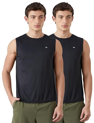 Image of Amazon Brand - Symbol Men's Polyester Color Block Active Regular Fit Sports | Round Neck | Sleeveless T-Shirt