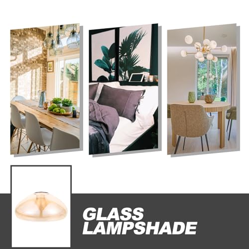 Image of Gadpiparty Amber Glass Ceiling Lamp Shade 5.90 in Replacement Lamp Shade for G9 Bulb Decorative Ceiling Light Cover for Bedroom Living Room Restaurant Hotel Office