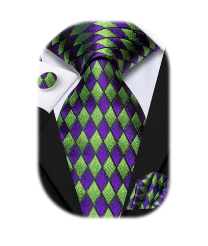 Image of Hi-Tie Men's Tie Sets Silk Paisley Striped Necktie Pocket Square Cuff-links Sets Wedding Business Holiday