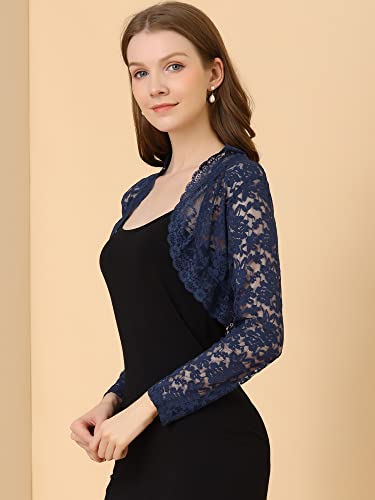 Image of Allegra K Women's Elegant Crop Cardigan Sheer Floral Lace Bolero Shrug Top
