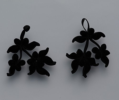 Lyracces Sewing Fastener Plum Blossom Flower Fabric Velvet Frogging Button 1Pair Black #TOP6