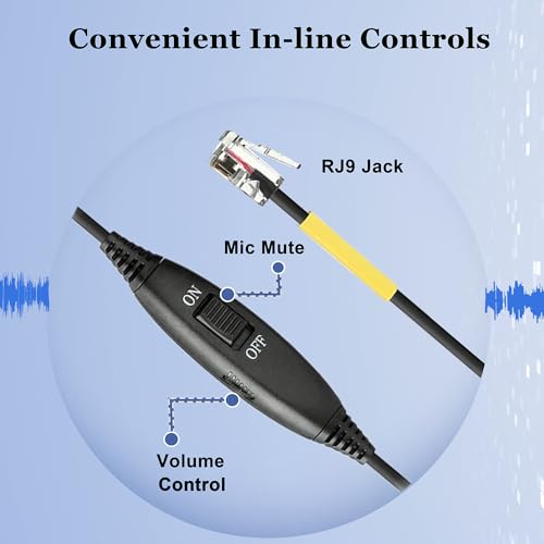 Image of Callez Phone Headset for Yealink Office Phone with Noise Cancelling Mic, RJ9 Mono Telephone Headset Compatible with Yealink T20P T33G T46G T48G T46S T48S T53W T54W Avaya 1608 9608 J179 Grandstream