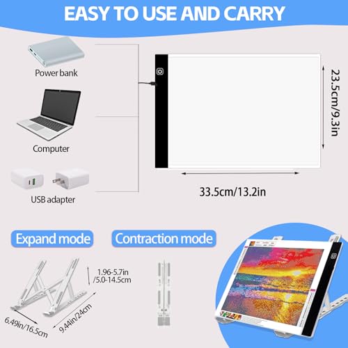 DNSGOOR 186Pcs Diamond Art Accessories Kit with A4 LED Light Pad by DNSGOOR - Used condition - Image 2