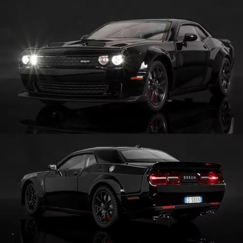 Image of 1 /32 Dodge Challenger Toy car Model Luxury Car Toy Metal Pull Back Diecast Car with Openable Door and Sound Light, Gifts Toys for Kids【 Multicolor 】