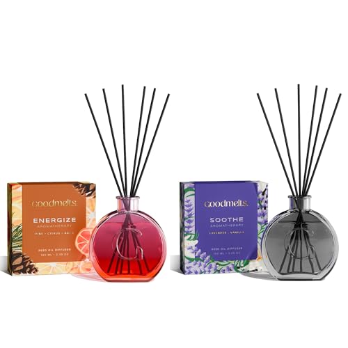 Image of Reed Diffuser Set | 100 ml with 6 Fiber Reed Sticks | Long-Lasting Home Fragrance (Up to 60 Days) | Air Freshener for Home, Bedroom & Office (200 Ml, Soothe & Energies Aromatherapy)