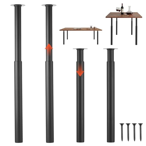 VEVOR Pieds de Table Réglables en Hauteur 710-1100 mm Lot de 4, Pieds de Bureau en Acier au...