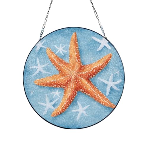 Atrapasueños de cristal de estrella de mar azul para ventana 2
