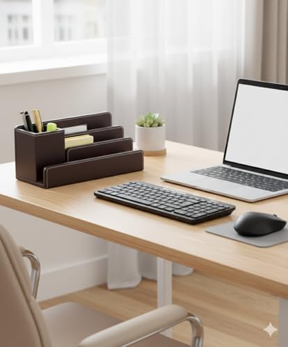 Image of LUVYANSH Genuine Leather Pen,Pencil and Mobile Holder Stand for Office,Home Study Table and desktop (Make in India)