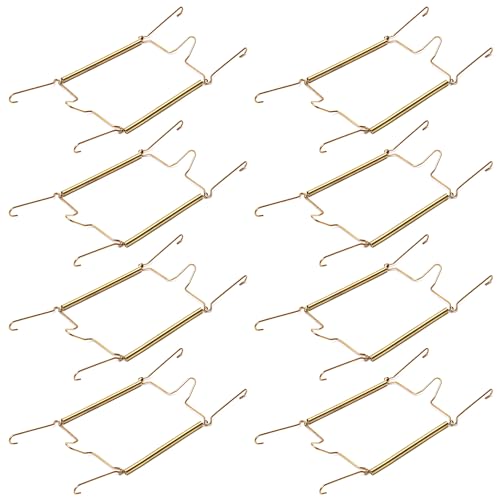 MroMax Lot de 8 crochets pour assiettes, 30,5 cm, en acier inoxydable de type U, crochets muraux invisibles pour murs, compatibles avec plaques décoratives, porte-couches, doré