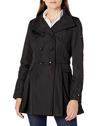 Calvin Klein Womens Skirted rain Coat, BLK, S