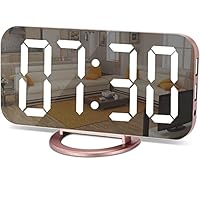 SZELAM Alarm Clock for Bedroom,LED and Mirror Digital Clock Large Display,with Dual USB Charger 2