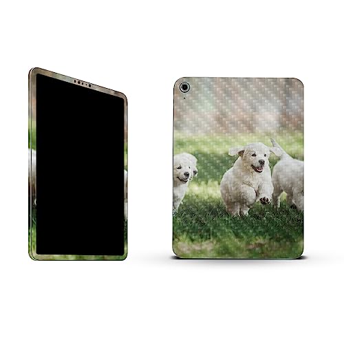 Image of MightySkins Carbon Fiber Skin Compatible with Apple iPad 10.9 inch 10th Gen (2022) Full Wrap Kit - Puppy Pack | Protective, Durable Textured Carbon Fiber Finish | Easy to Apply | Made in The USA