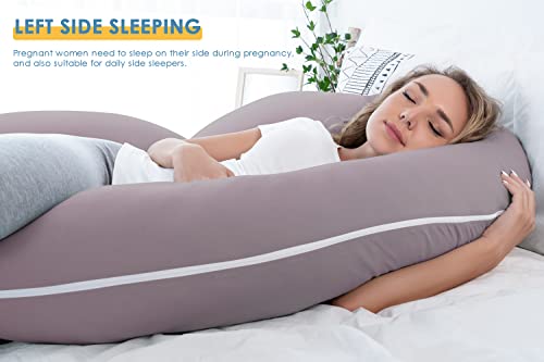 Image of INSEN Pregnancy Pillow,Maternity Body Pillow for Pregnant Women,C Shaped Full Body Pillow with Zippers Jersey Cover