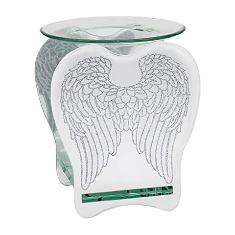 Lesser & Pavey Shaped Angel Wings Glass Fragrance Oil Burner & Tealight Holder Candle Melt Wax Warmer Cover