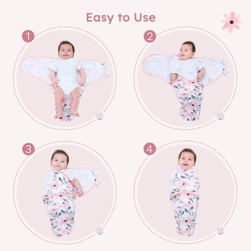 Yoofoss Baby Swaddles for Newborns 100% Organic Cotton, Adjustable Swaddle Sleep Sack 3-6 Months Newborn Swaddle Sack, Breathable Soft(Medium)
