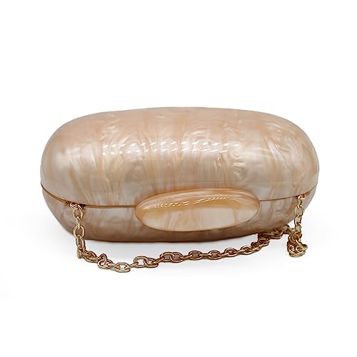 Image of Acrylic Evening Clutch Bag for Women Shell Shape Shoulder Crossbody Bag Glitter Marble Purse Handbag