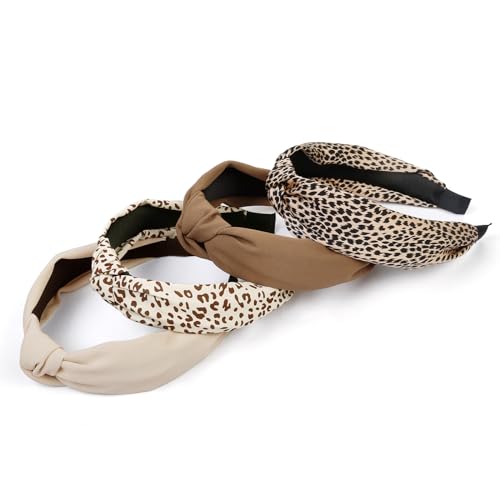 Huachi Knotted Fashion Hairbands And Hair Hoops: Non-Slip Top Knot Headbands With Leopard Print For Women And Girls thumb #1