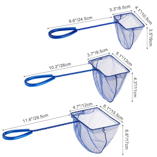 Image of Lpraer 4in 5in 6in Aquarium Fish Net Green Fine Mesh Nylon Net Collection with 11 inch Long Handle Square Quick Catch Fish Net for Fish Tank