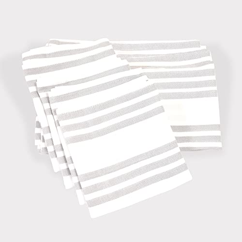 Realm 15" X 25" 100% Cotton Classic Kitchen Dish Towel (12 Pack) | Cuisine Stripe Pebble Grey | Super Absorbent Machine Washable Tea Towels With Hanging Loop #TOP3