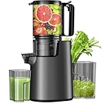 Cold Press Juicer, Juicer Machines with 5.4" Wide Feed Chute for Juice Extractor, Professional Slow Masticating Juicer for Whole Vegetables & Fruits with High Juice Yield, Easy to Clean (Black)