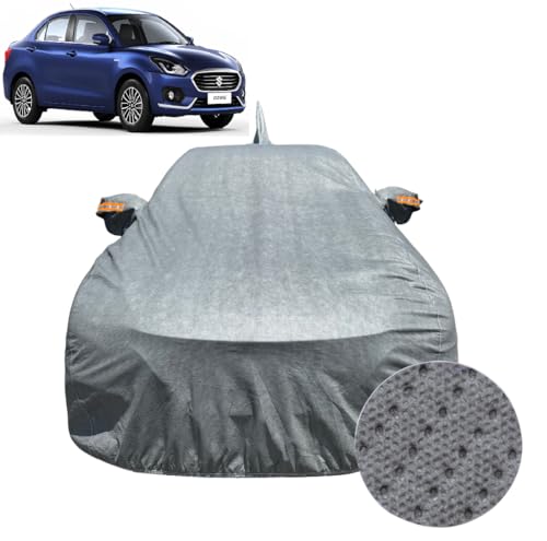 Image of ACTURATE Car Cover for Maruti Suzuki Dzire (2017-2025) | 100% Waterproof Cover with Antenna & Reflective Mirror Pockets | Dustproof, Scratchproof, Heatproof Dzire Car Cover | (Durable Fabric) | Grey