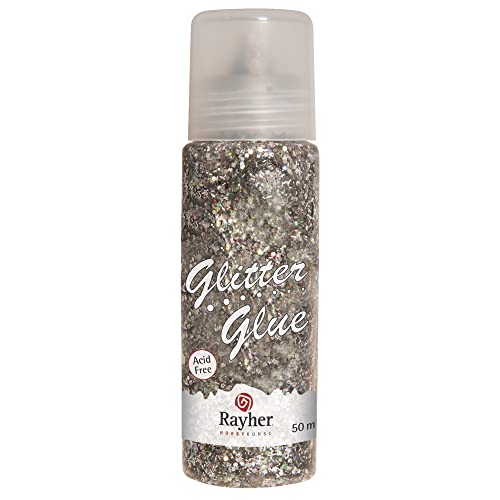 Rayher Glitter Glue Coarse, Silver, 50 ml