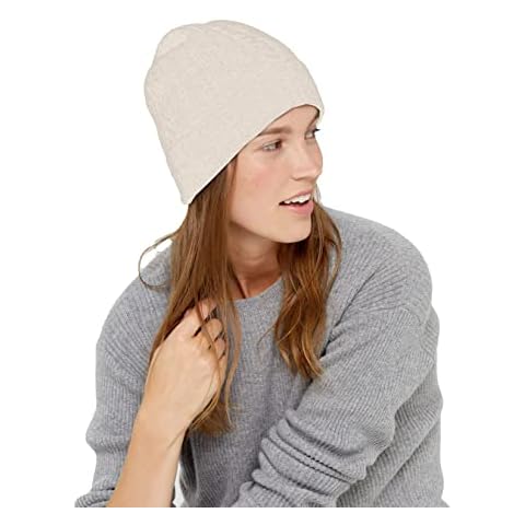 State Cashmere 100% Pure Cashmere Cable Knit Beanie Hat - Ultimate Soft,Warm and Cozy Ivory Cover