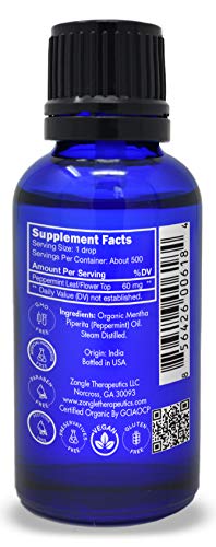 Zongle USDA Certified Organic Peppermint Oil, Safe...