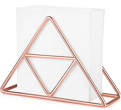 Kiwilon Rose Gold Metallic Napkin Holder for Dining Table Tissue Paper Dispenser for Kitchen Countertops