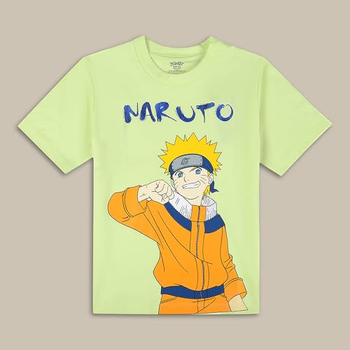 Image of Kidsville Official Naruto Anime Boys Half Sleeves Round Neck Graphic Character Printed Regular Fit Pure Breathable Cotton Fabric Tshirt