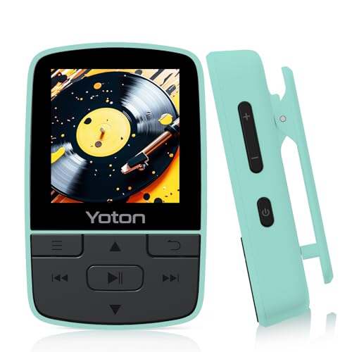 YOTON Reproductor MP3 con Bluetooth 5.2, Mini HiFi-Music Player con Clip Deportivo, Reproductor MP3 Portátil para Niños con Botón de Volumen Independiente, Radio FM, Auriculares Incluidos, Verde