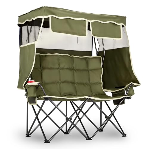 VINGLI Oversize Camping Chair with Canopy and Storage