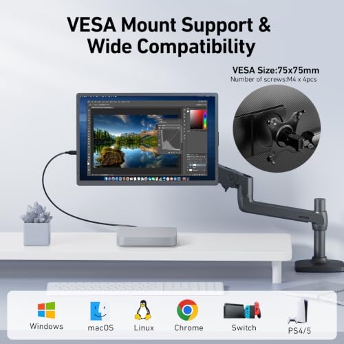 Image of 16'' Laptop Screen Extender, 360 Rotating Detachable Stand /VESA Support, FHD 1200P IPS Portable Monitor, Plug & Play with HDMI /USB-A /Type-C, Compatible Win /Mac /Android