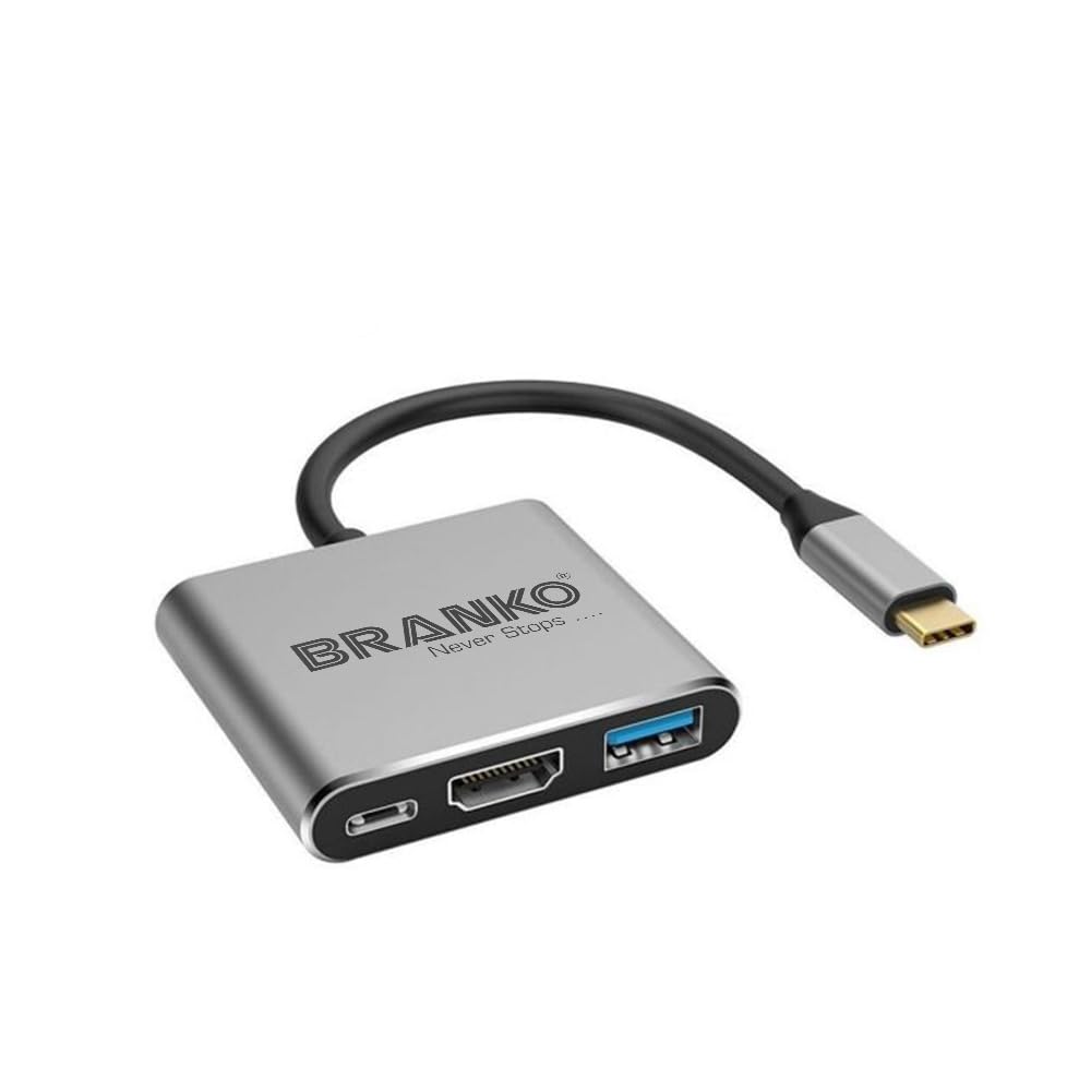 BRANKO Type C to HDMI Adapter (3-in-1), Multiport USB C Hub, USB 3.0, PD Charging Port for Laptop, MacBook, PC and Other Type C Devices-image-23