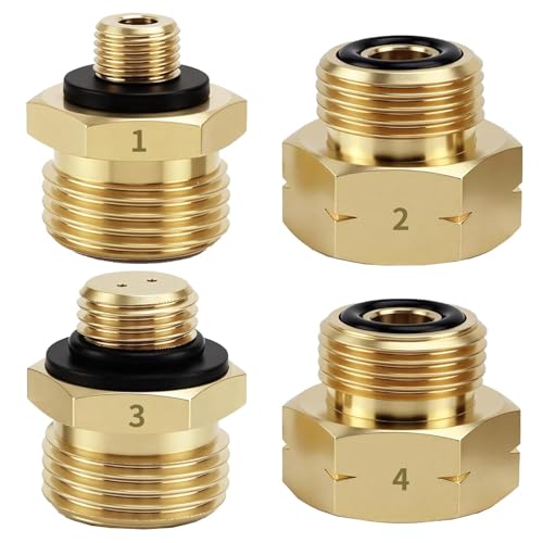 Jiavlyx Set di 4 adattatori per bombole di gas Europa, (1-4) adattatore per connettore gas, adattatore per gas in ottone, per riempire bombole di gas tedesche all'estero