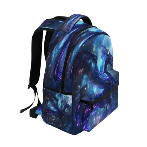 Magic Dragon Starry Space Backpack for School Boys Girls Adults Kids Bookbag Laptop Bag 18L2