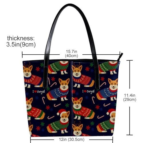 LVTISEE Sac fourre-tout en cuir synthétique pour femme Motif chien Corgi – vue 6